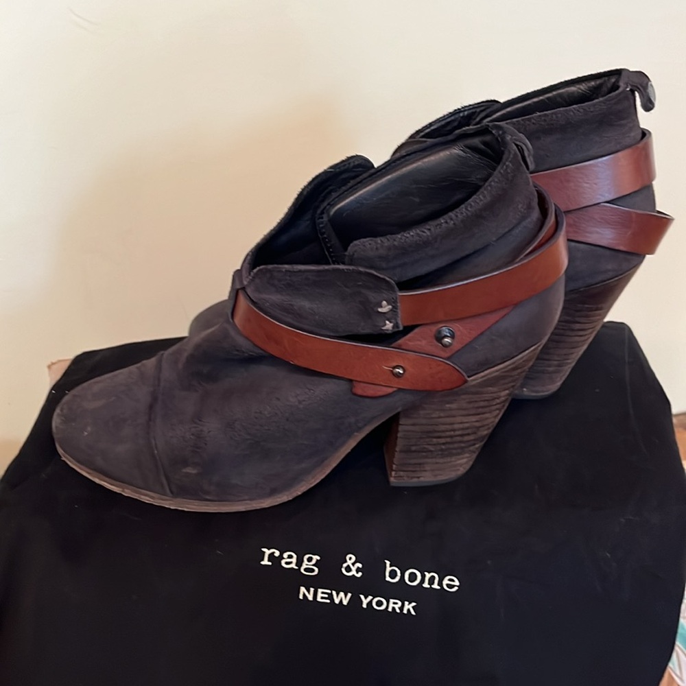 Rag & Bone leather ankle boots black suede size 38